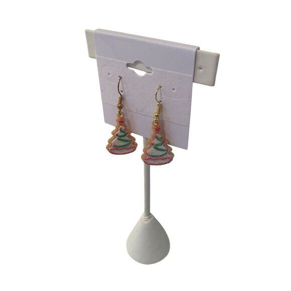 Frosted Christmas Cookie Tree Earrings. - Picture 3 of 6